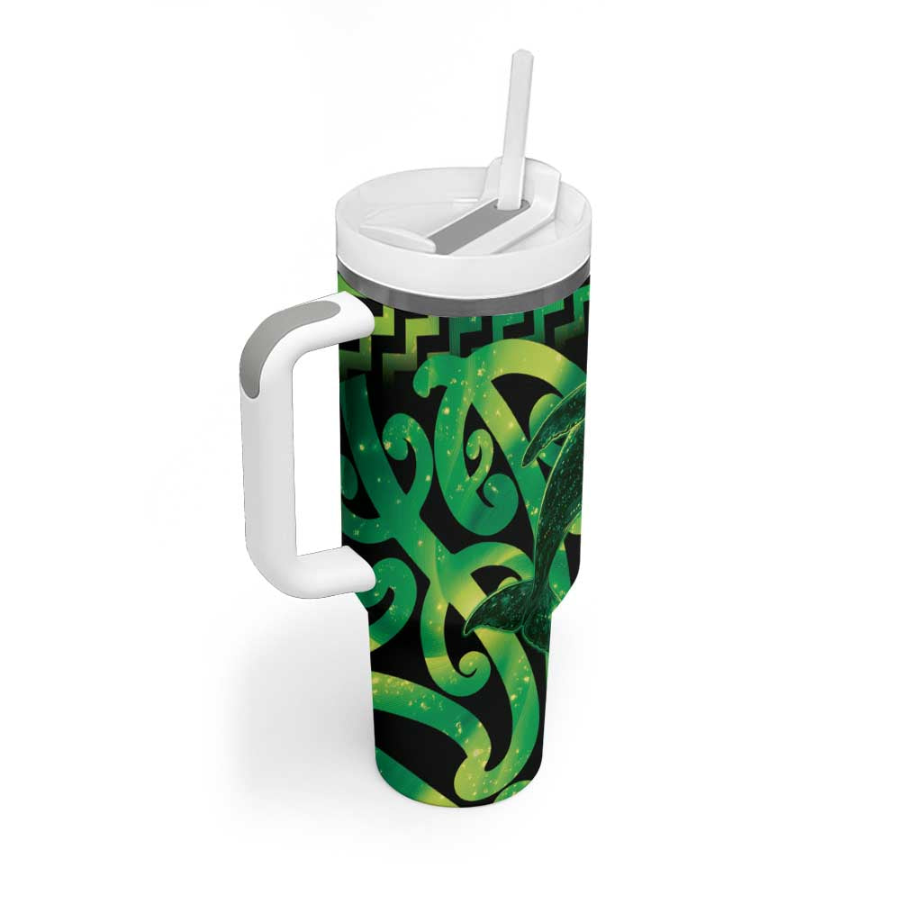 Humpback Whale Matariki New Zealand Tumbler With Handle NZ Maori Paikea Poutama Luxury Green LT14 - Polynesian Pride
