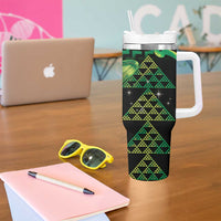 Humpback Whale Matariki New Zealand Tumbler With Handle NZ Maori Paikea Poutama Luxury Green LT14 - Polynesian Pride