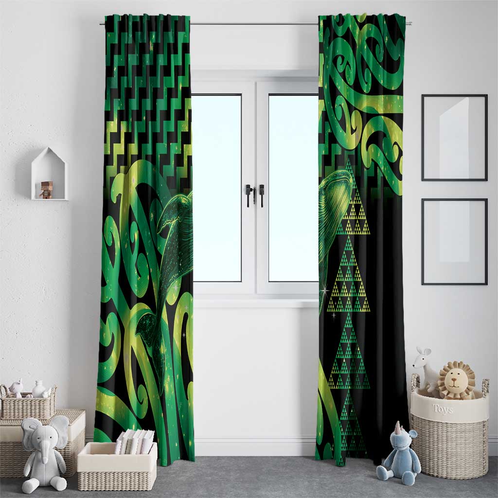 Humpback Whale Matariki New Zealand Window Curtain NZ Maori Paikea Poutama Luxury Green LT14 - Polynesian Pride