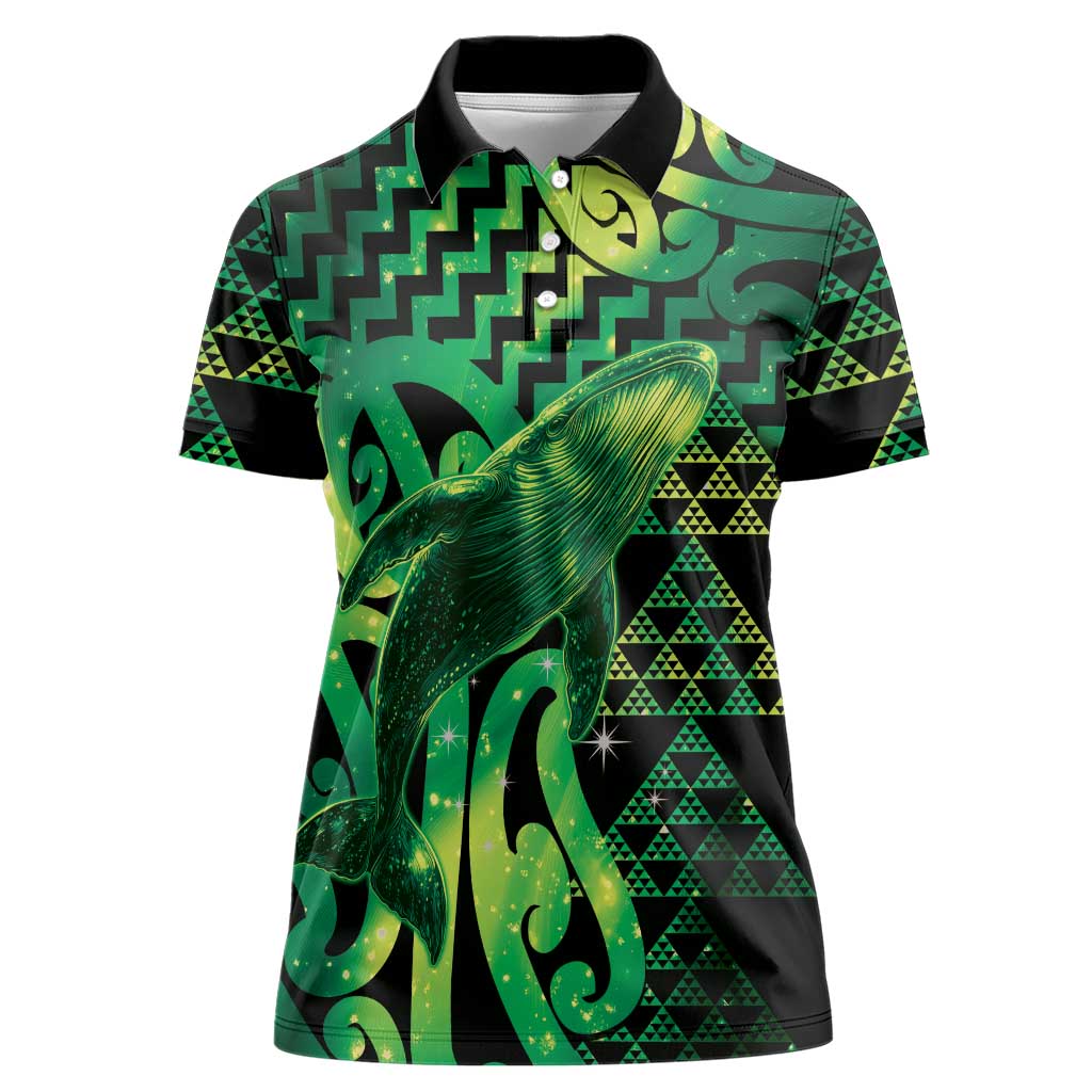 Humpback Whale Matariki New Zealand Women Polo Shirt NZ Maori Paikea Poutama Luxury Green