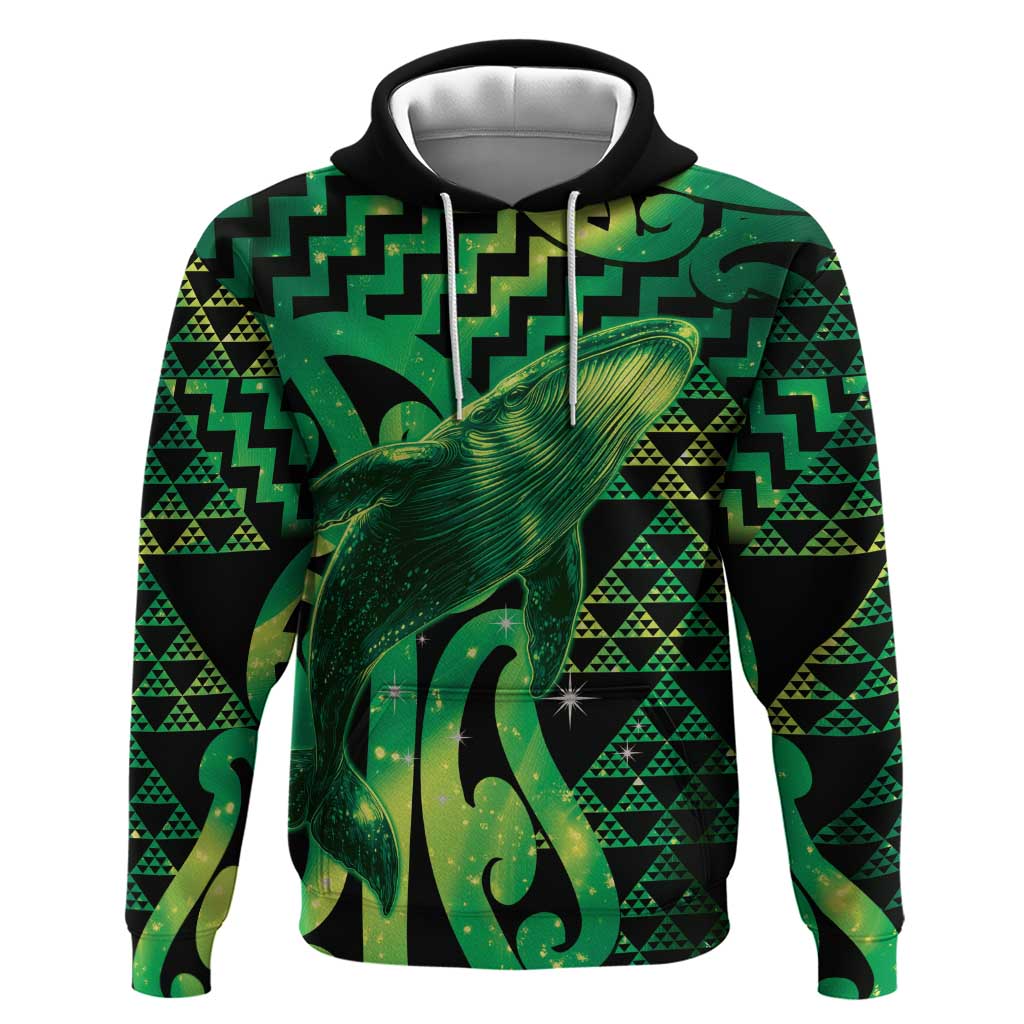 Humpback Whale Matariki New Zealand Zip Hoodie NZ Maori Paikea Poutama Luxury Green