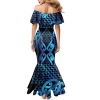 Taniko Motifs Matariki New Zealand Family Matching Mermaid Dress and Hawaiian Shirt NZ Niho Taniwha Poutama LT14 - Polynesian Pride