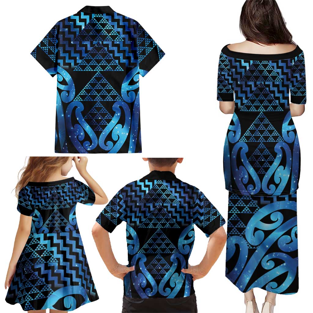 Taniko Motifs Matariki New Zealand Family Matching Puletasi and Hawaiian Shirt NZ Niho Taniwha Poutama LT14 - Polynesian Pride