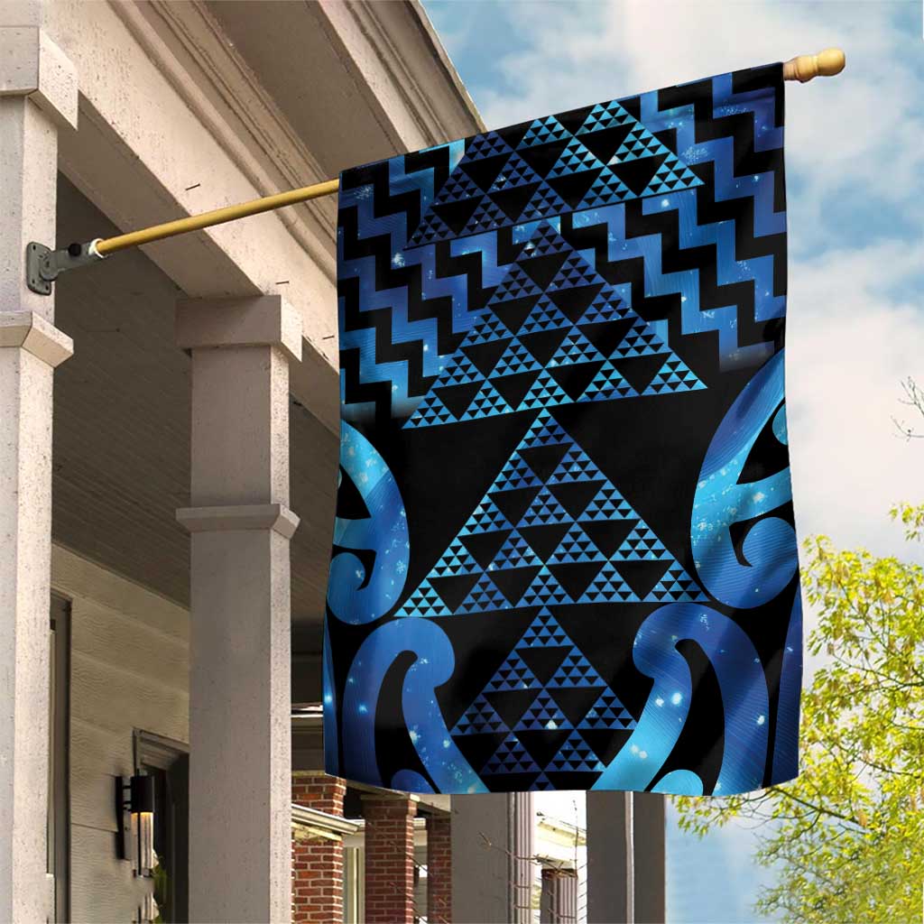 Taniko Motifs Matariki New Zealand Garden Flag NZ Niho Taniwha Poutama LT14 House Flag Blue - Polynesian Pride