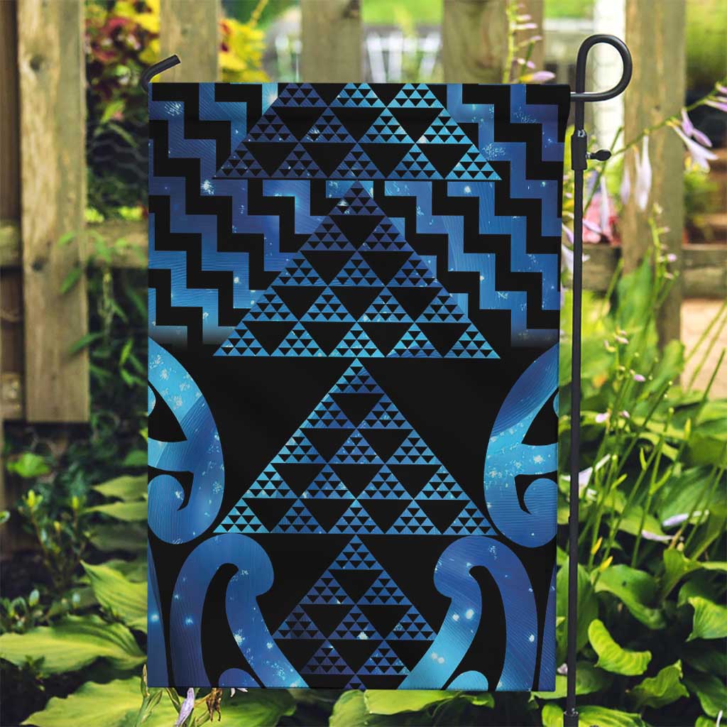 Taniko Motifs Matariki New Zealand Garden Flag NZ Niho Taniwha Poutama LT14 Garden Flag Blue - Polynesian Pride