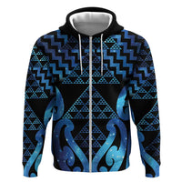 Taniko Motifs Matariki New Zealand Hoodie NZ Niho Taniwha Poutama LT14 Zip Hoodie Blue - Polynesian Pride
