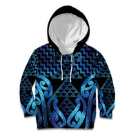 Taniko Motifs Matariki New Zealand Kid Hoodie NZ Niho Taniwha Poutama LT14 Hoodie Blue - Polynesian Pride