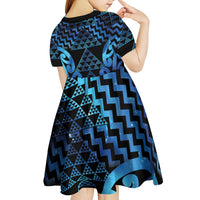 Taniko Motifs Matariki New Zealand Kid Short Sleeve Dress NZ Niho Taniwha Poutama LT14 - Polynesian Pride