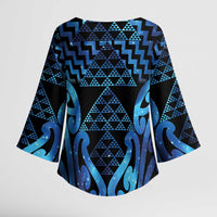 Taniko Motifs Matariki New Zealand Kimono Sleeve Blouse NZ Niho Taniwha Poutama LT14 - Polynesian Pride