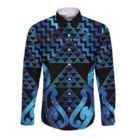 Taniko Motifs Matariki New Zealand Long Sleeve Button Shirt NZ Niho Taniwha Poutama