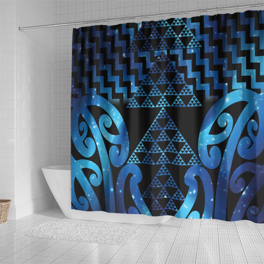 Taniko Motifs Matariki New Zealand Shower Curtain NZ Niho Taniwha Poutama