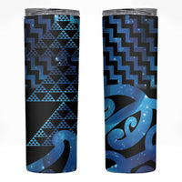 Taniko Motifs Matariki New Zealand Skinny Tumbler NZ Niho Taniwha Poutama LT14 Blue - Polynesian Pride