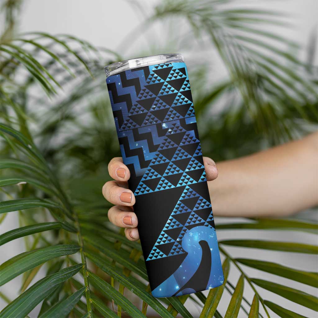 Taniko Motifs Matariki New Zealand Skinny Tumbler NZ Niho Taniwha Poutama LT14 - Polynesian Pride