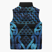 Taniko Motifs Matariki New Zealand Sleeveless Puffer Jacket NZ Niho Taniwha Poutama