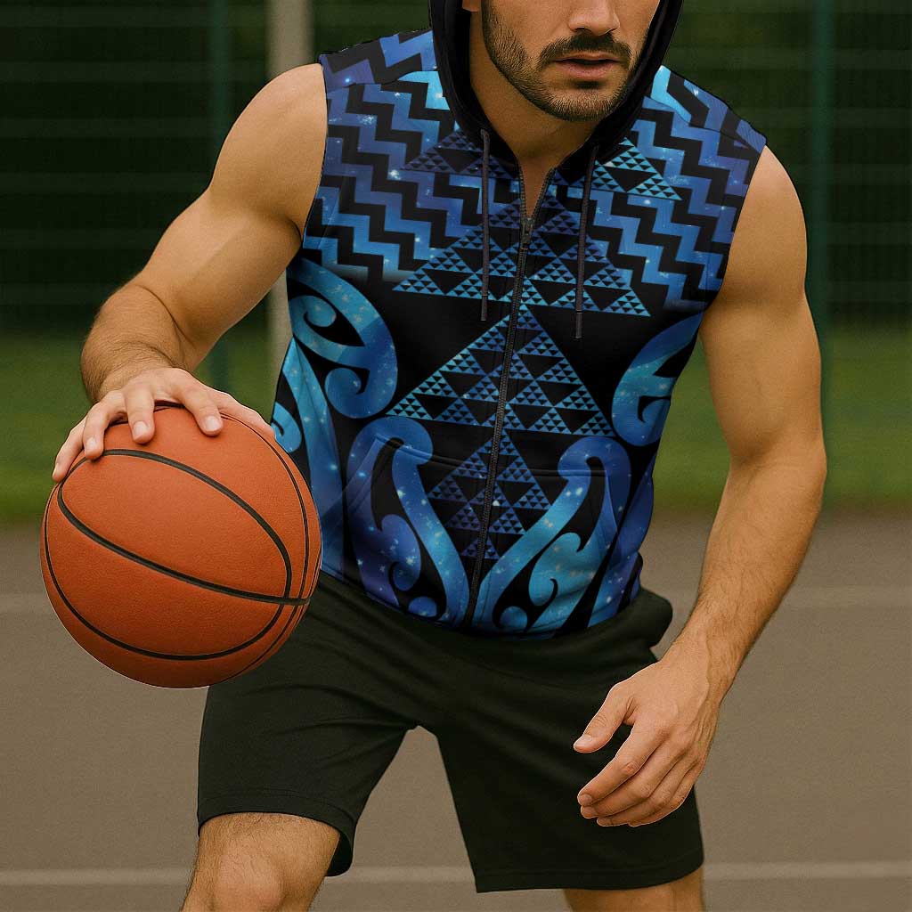 Taniko Motifs Matariki New Zealand Sleeveless Zip Hoodie NZ Niho Taniwha Poutama LT14 - Polynesian Pride