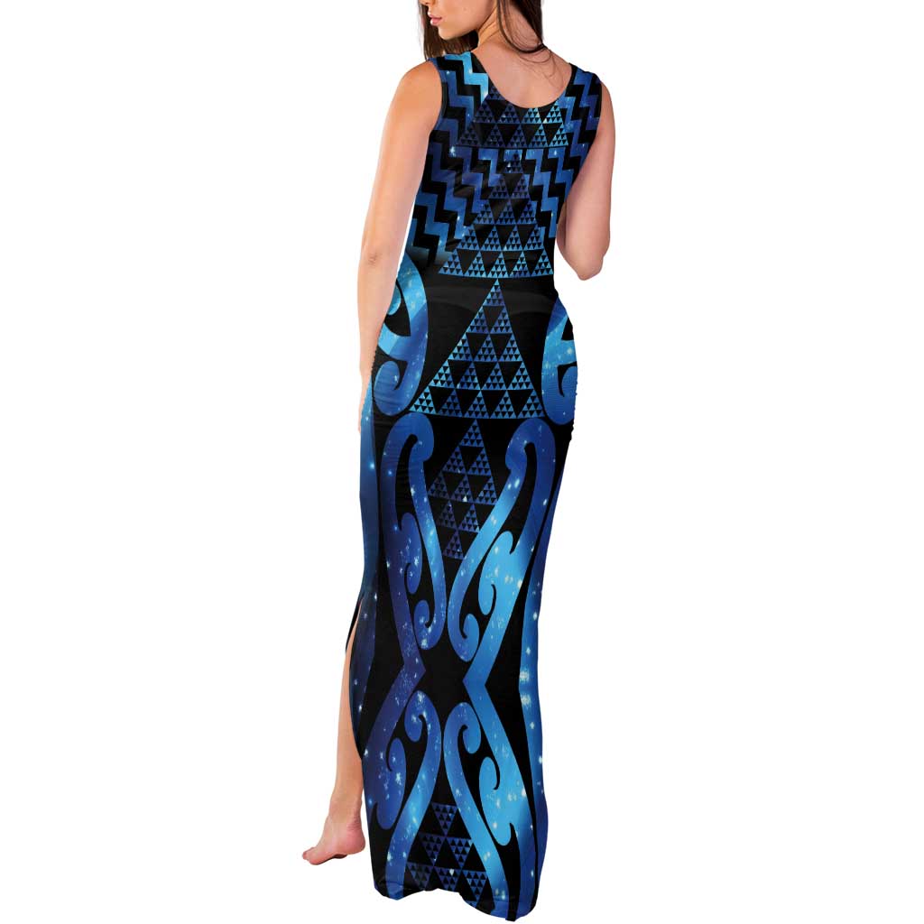 Taniko Motifs Matariki New Zealand Tank Maxi Dress NZ Niho Taniwha Poutama LT14 - Polynesian Pride