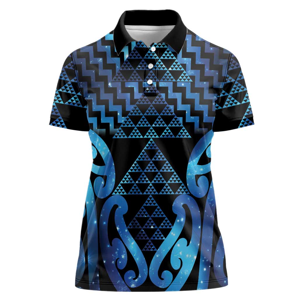 Taniko Motifs Matariki New Zealand Women Polo Shirt NZ Niho Taniwha Poutama