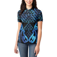 Taniko Motifs Matariki New Zealand Women Polo Shirt NZ Niho Taniwha Poutama