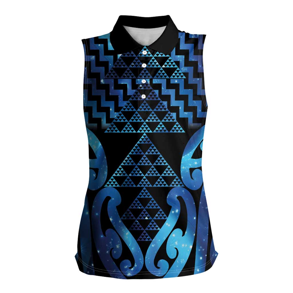 Taniko Motifs Matariki New Zealand Women Sleeveless Polo Shirt NZ Niho Taniwha Poutama