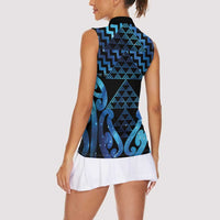 Taniko Motifs Matariki New Zealand Women Sleeveless Polo Shirt NZ Niho Taniwha Poutama