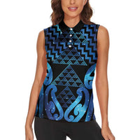 Taniko Motifs Matariki New Zealand Women Sleeveless Polo Shirt NZ Niho Taniwha Poutama