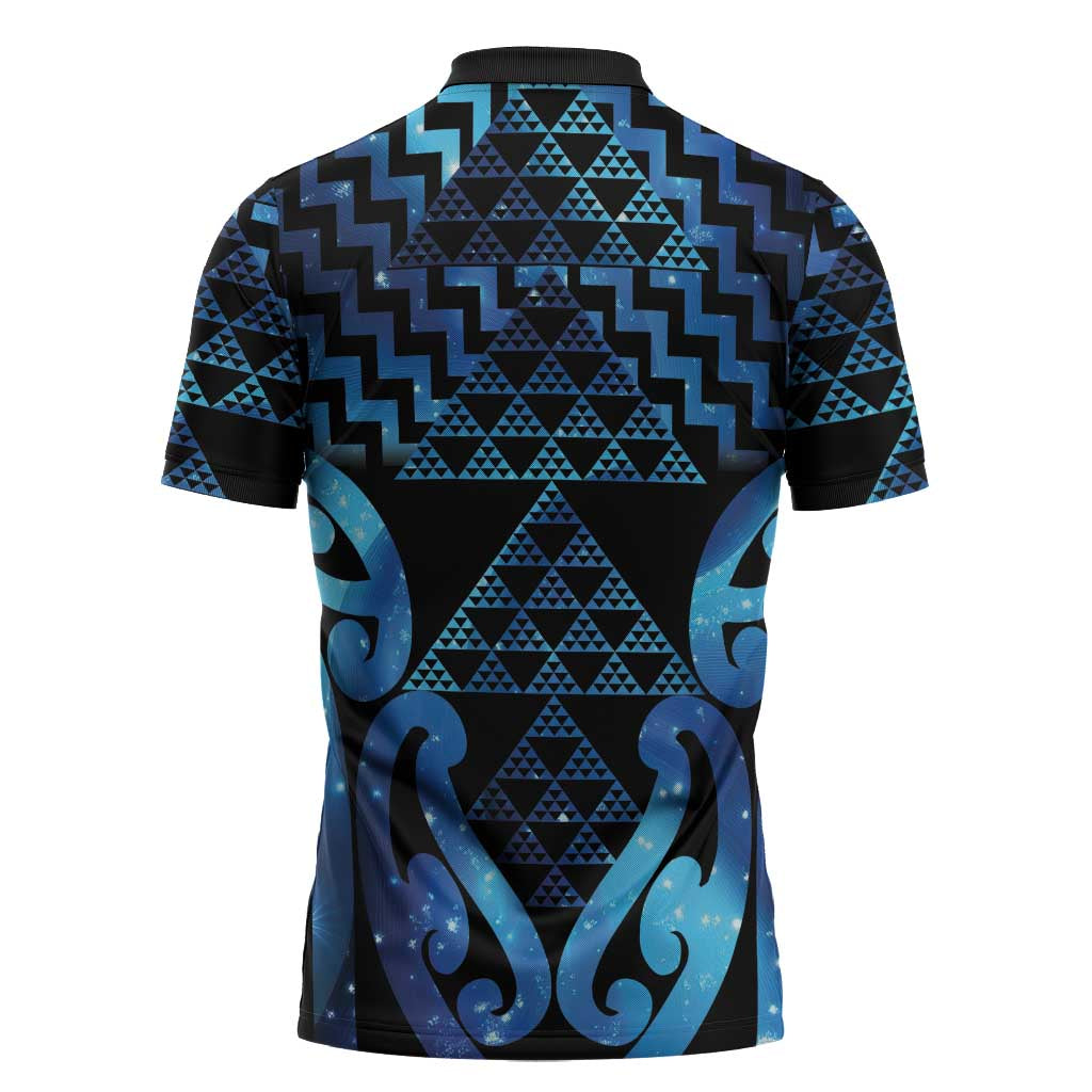 Taniko Motifs Matariki New Zealand Zipper Polo Shirt NZ Niho Taniwha Poutama LT14 - Polynesian Pride