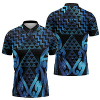 Taniko Motifs Matariki New Zealand Zipper Polo Shirt NZ Niho Taniwha Poutama LT14 - Polynesian Pride