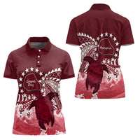 Cook Islands Mangaia Gospel Day Women Polo Shirt Polynesian Art With Sea Turtle