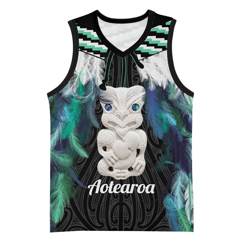 Aotearoa Korowai Motif Basketball Jersey Hei Tiki Poutama Maori Pattern - Polynesian Pride