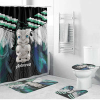 Aotearoa Korowai Motif Bathroom Set Hei Tiki Poutama Maori Pattern - Polynesian Pride