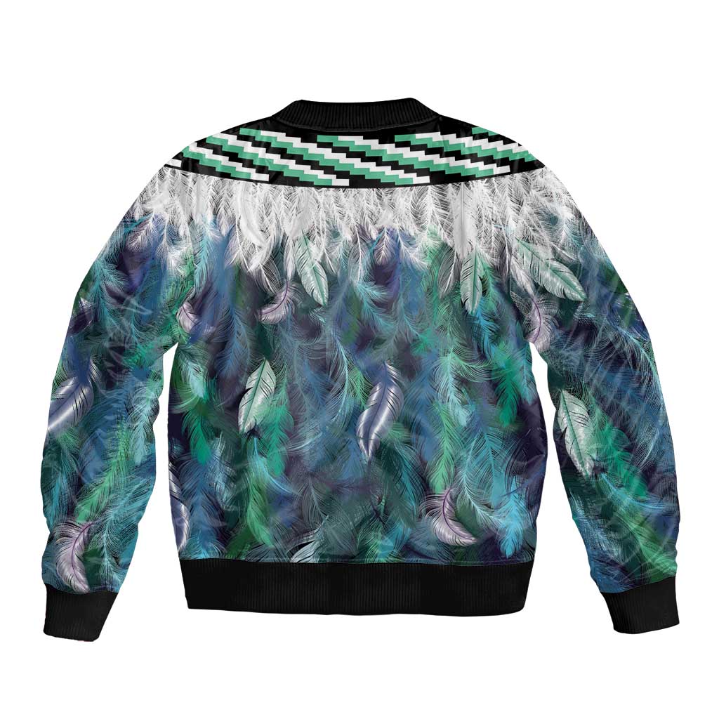 Aotearoa Korowai Motif Bomber Jacket Hei Tiki Poutama Maori Pattern