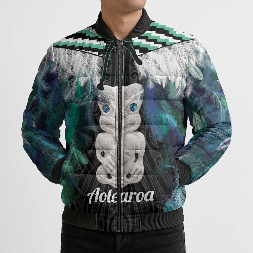Aotearoa Korowai Motif Bomber Puffer Jacket Hei Tiki Poutama Maori Pattern - Polynesian Pride
