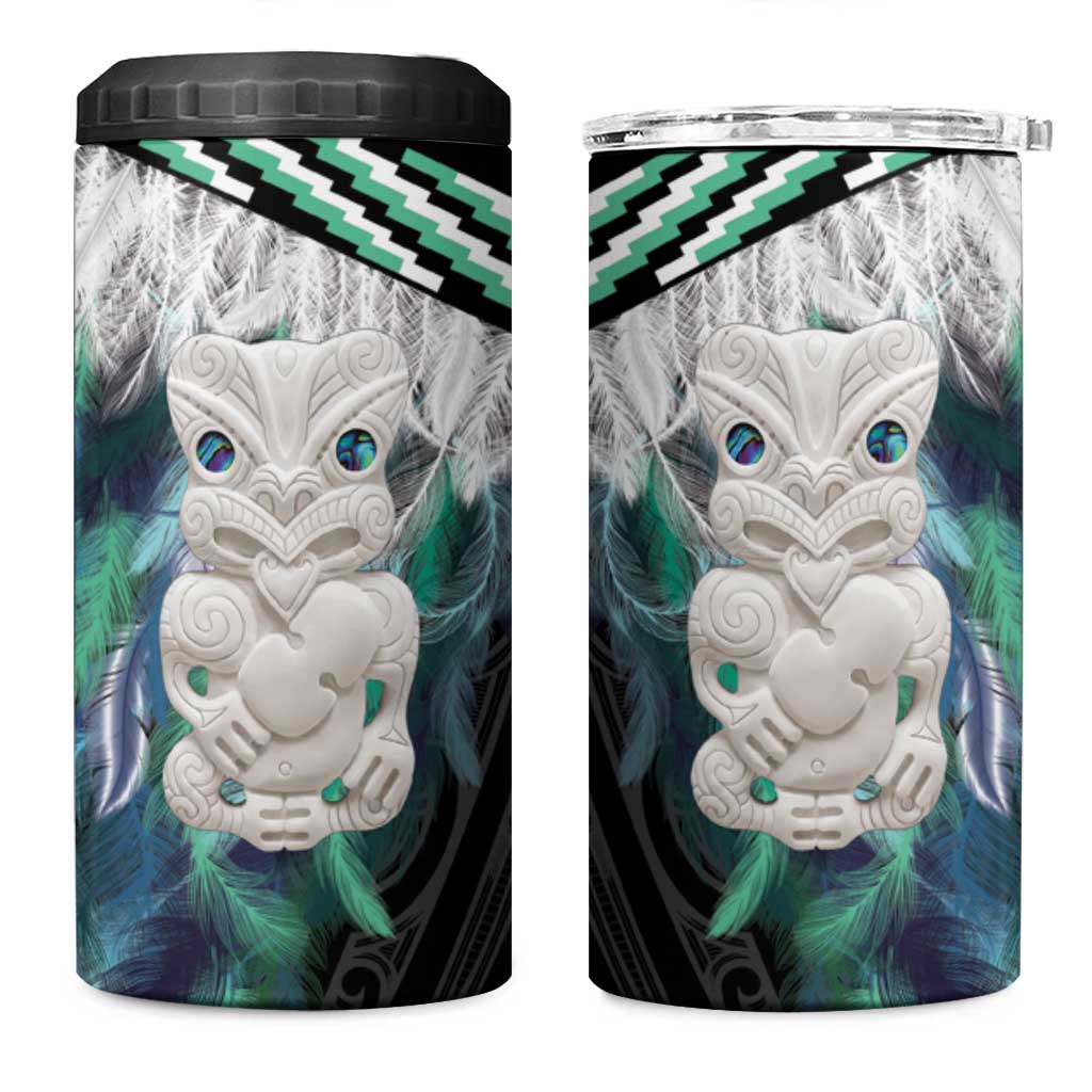 Aotearoa Korowai Motif 4 in 1 Can Cooler Tumbler Hei Tiki Poutama Maori Pattern LT14 One Size: 16 oz Turquoise - Polynesian Pride