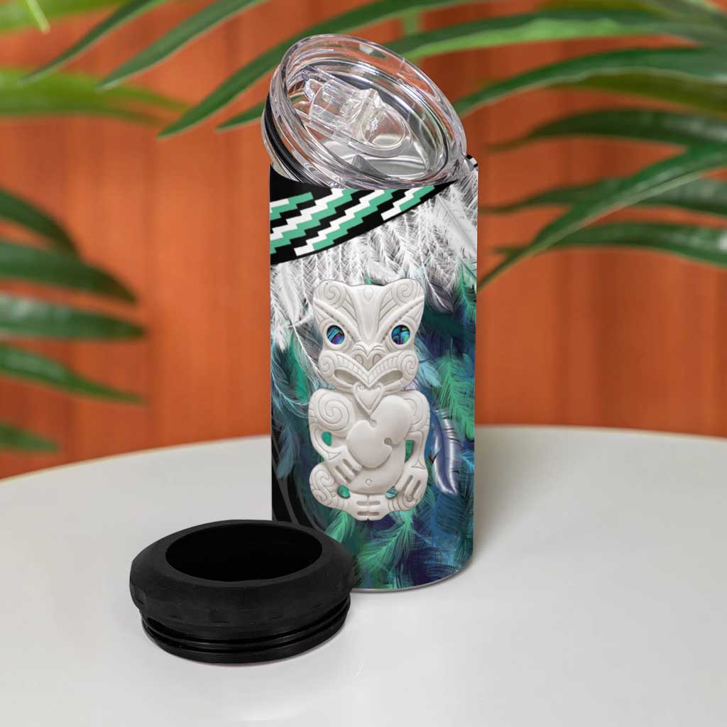 Aotearoa Korowai Motif 4 in 1 Can Cooler Tumbler Hei Tiki Poutama Maori Pattern LT14 - Polynesian Pride
