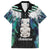 Aotearoa Korowai Motif Family Matching Off The Shoulder Long Sleeve Dress and Hawaiian Shirt Hei Tiki Poutama Maori Pattern
