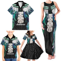 Aotearoa Korowai Motif Family Matching Tank Maxi Dress and Hawaiian Shirt Hei Tiki Poutama Maori Pattern LT14 - Polynesian Pride
