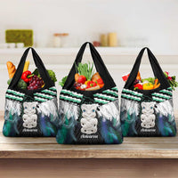 Aotearoa Korowai Motif Grocery Bag Hei Tiki Poutama Maori Pattern