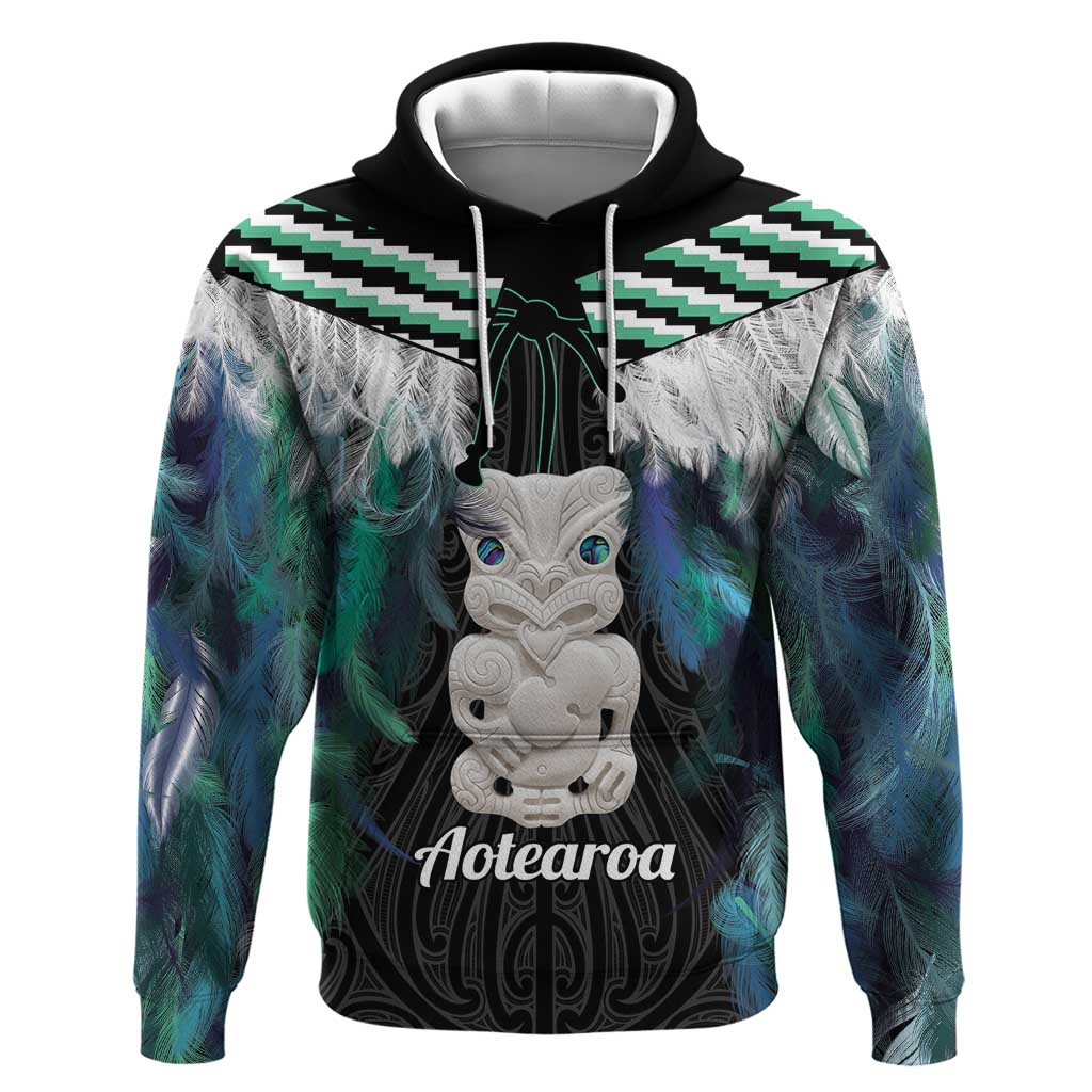 Aotearoa Korowai Motif Hoodie Hei Tiki Poutama Maori Pattern