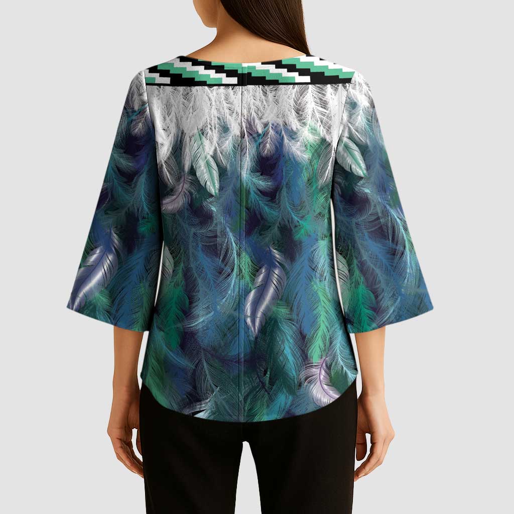 Aotearoa Korowai Motif Kimono Sleeve Blouse Hei Tiki Poutama Maori Pattern - Polynesian Pride