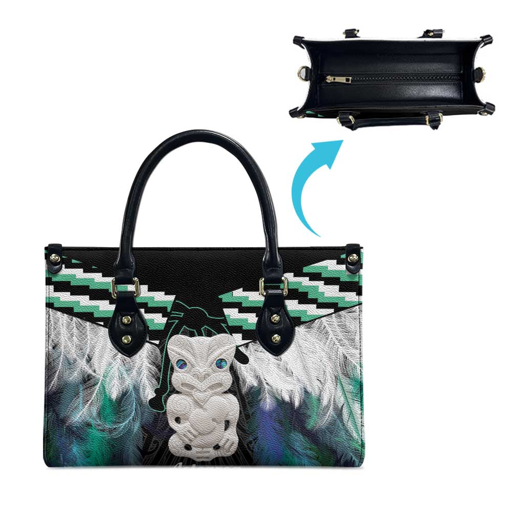 Aotearoa Korowai Motif Leather Bag Hei Tiki Poutama Maori Pattern - Polynesian Pride