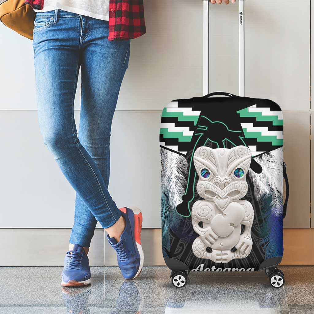 Aotearoa Korowai Motif Luggage Cover Hei Tiki Poutama Maori Pattern