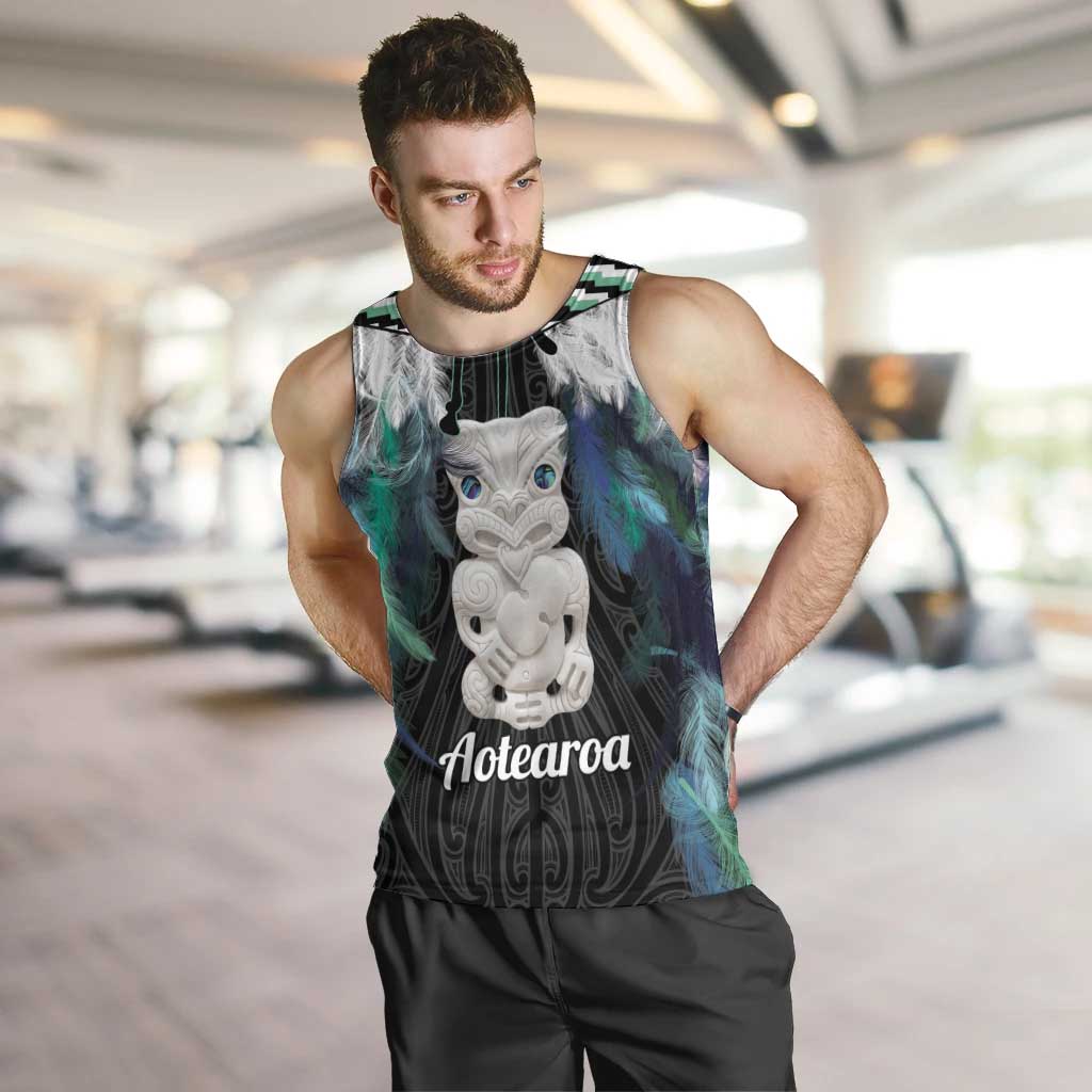 Aotearoa Korowai Motif Men Tank Top Hei Tiki Poutama Maori Pattern