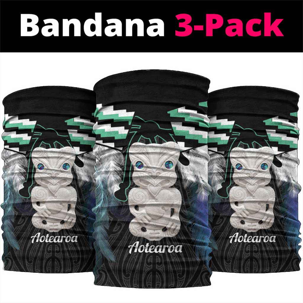 Aotearoa Korowai Motif Neck Gaiter Hei Tiki Poutama Maori Pattern LT14 package One Size: 25*50cm Turquoise - Polynesian Pride