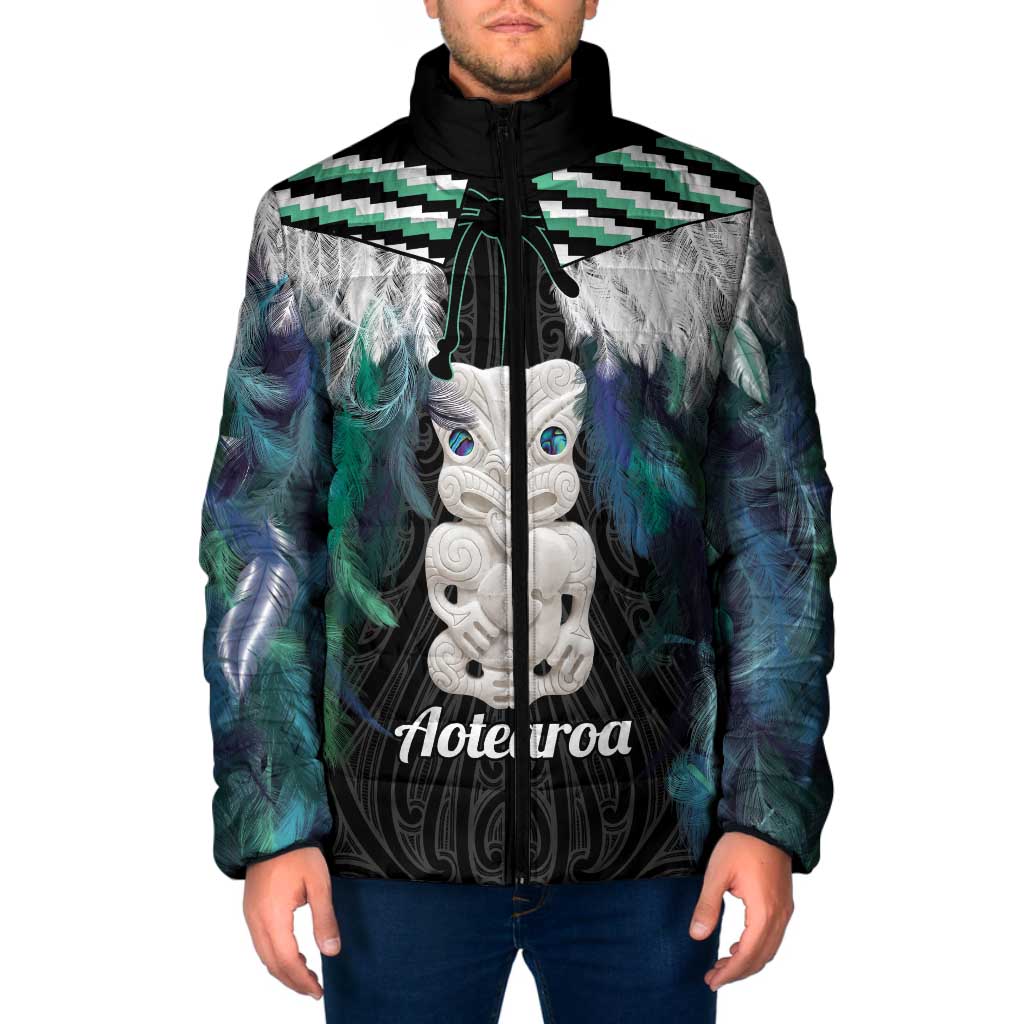 Aotearoa Korowai Motif Padded Jacket Hei Tiki Poutama Maori Pattern - Polynesian Pride
