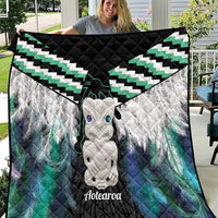 Aotearoa Korowai Motif Quilt Hei Tiki Poutama Maori Pattern LT14 Turquoise - Polynesian Pride