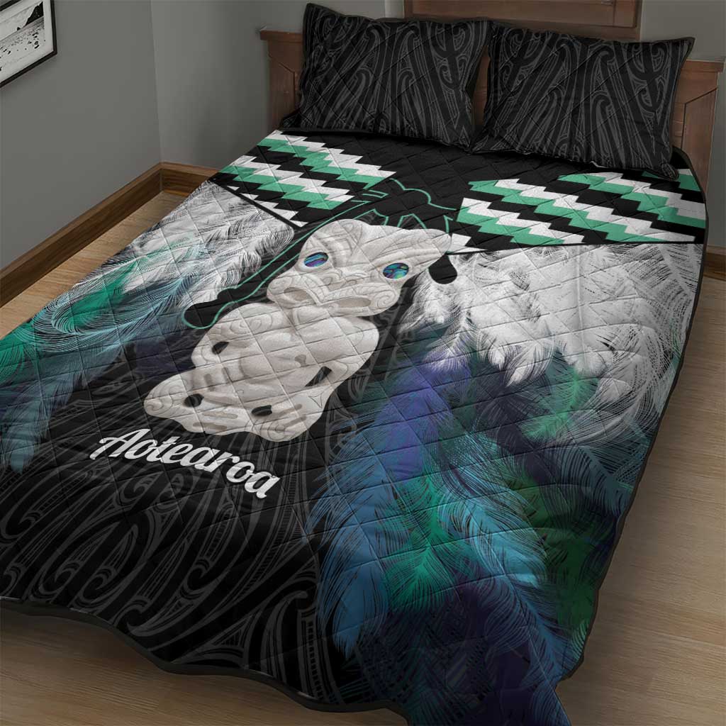 Aotearoa Korowai Motif Quilt Bed Set Hei Tiki Poutama Maori Pattern
