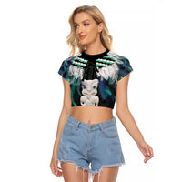 Aotearoa Korowai Motif Raglan Cropped T Shirt Hei Tiki Poutama Maori Pattern