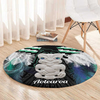 Aotearoa Korowai Motif Round Carpet Hei Tiki Poutama Maori Pattern