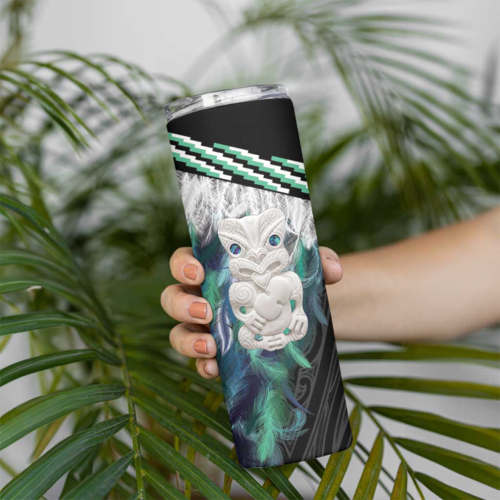 Aotearoa Korowai Motif Skinny Tumbler Hei Tiki Poutama Maori Pattern LT14 - Polynesian Pride