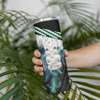 Aotearoa Korowai Motif Skinny Tumbler Hei Tiki Poutama Maori Pattern LT14 - Polynesian Pride